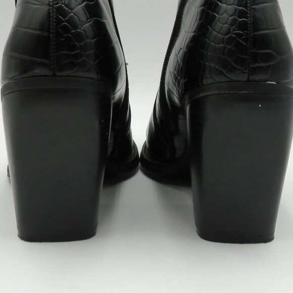 Madden Girl Boots Womens Sz 10 Black Reptile Imitation Leather Ankle Block Heel - Picture 4 of 10